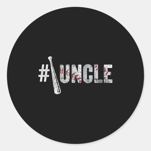 Sticker Rond Number One Baseball Uncle Fathers Day Funny Baseba (Devant)