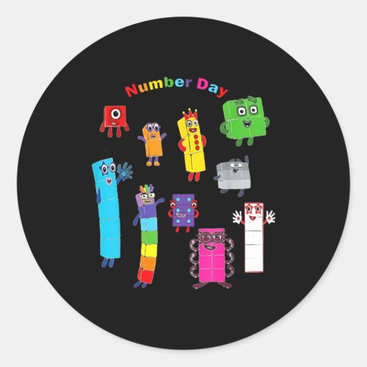 Sticker Rond Numberblock number day funny happy numbers (Devant)