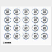 Sticker Rond Numérisation de texte blanc et bleu foncé simple C (Feuille)