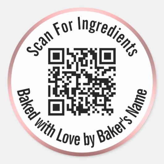 Sticker Rond Numériser le code QR pour les ingrédients cuits av (Devant)