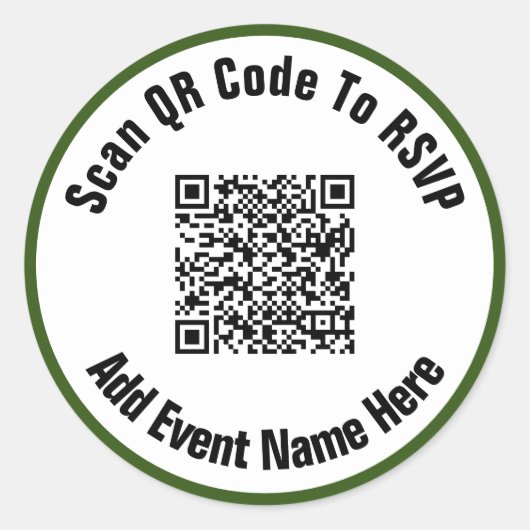 Sticker Rond Numériser le code QR vers l'événement RSVP Noir bl (Devant)