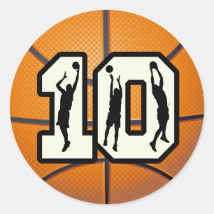 Sticker Rond Numéro 10 Basketball et joueurs
