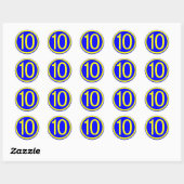 Sticker Rond numéro 10 dans un cercle, arrière - plan bleu (Feuille)