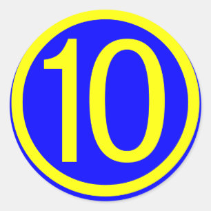 Sticker Rond numéro 10 dans un cercle, arrière - plan bleu
