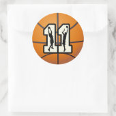 Sticker Rond Numéro 11 Basketball et joueurs (Sac)