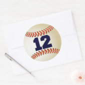 Sticker Rond Numéro 12 Baseball (Enveloppe)