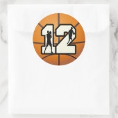 Sticker Rond Numéro 12 Basketball et joueurs (Sac)