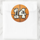 Sticker Rond Numéro 14 Basketball et joueurs (Sac)