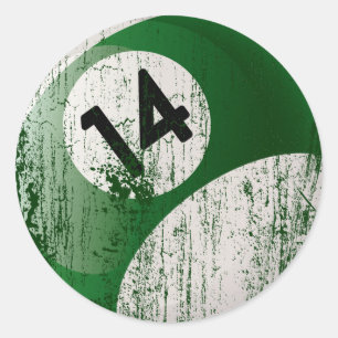 STICKER ROND NUMÉRO 14 BILLIARDS BALL - STYLE ÉRODÉE