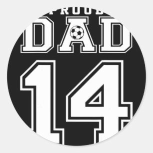 Sticker Rond Numéro 14 personnalisé fier papa de soccer futbol
