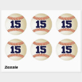 Sticker Rond Numéro 15 Baseball (Feuille)