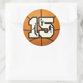 Sticker Rond Numéro 15 Basketball et joueurs (Sac)