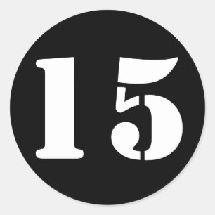 Sticker Rond Numéro 15 Quinze numéros de crayon noir par Janz