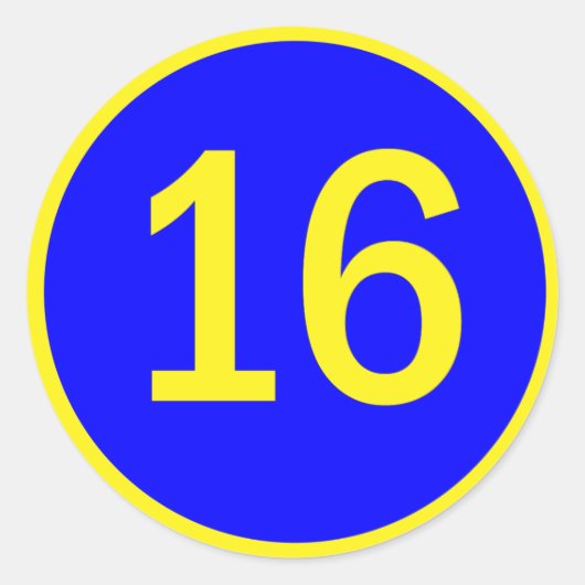 Sticker Rond numéro 16 dans un cercle (Devant)