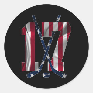 Sticker Rond Numéro 17 Ans Hockey sur glace 17e Anniversaire