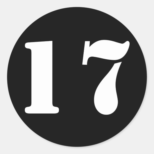 Sticker Rond Numéro 17 Dix-sept nombres de crayon noir par Janz (Devant)