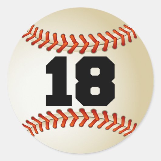 Sticker Rond Numéro 18 Baseball (Devant)