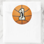Sticker Rond Numéro 1 Basket-ball et joueur (Sac)