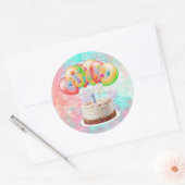 Sticker Rond Numéro 1 Bougie sur gâteau, Joyeux anniversaire, C (Enveloppe)