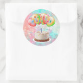 Sticker Rond Numéro 1 Bougie sur gâteau, Joyeux anniversaire, C (Sac)