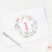 Sticker Rond Numéro 1 Un premier anniversaire Pastel Stars (Enveloppe)
