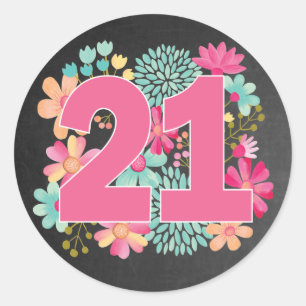 Sticker Rond Numéro 21 21ème anniversaire fête
