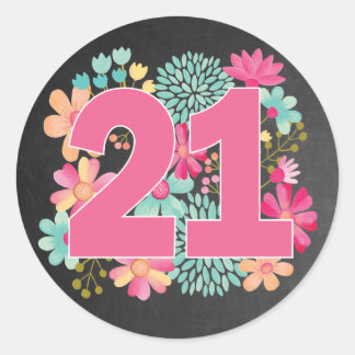 Sticker Rond Numéro 21 21ème anniversaire fête