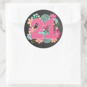 Sticker Rond Numéro 21 21ème anniversaire fête (Sac)