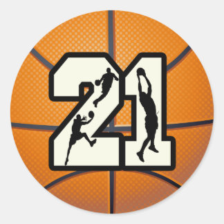 Sticker Rond Numéro 21 Basketball