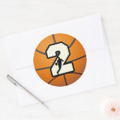 Sticker Rond Numéro 2 Basketball et joueur (Enveloppe)