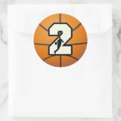 Sticker Rond Numéro 2 Basketball et joueur (Sac)