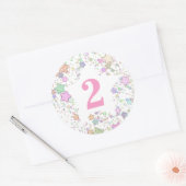 Sticker Rond Numéro 2 Deux Filles 2e Anniversaire Pastel Stars (Enveloppe)