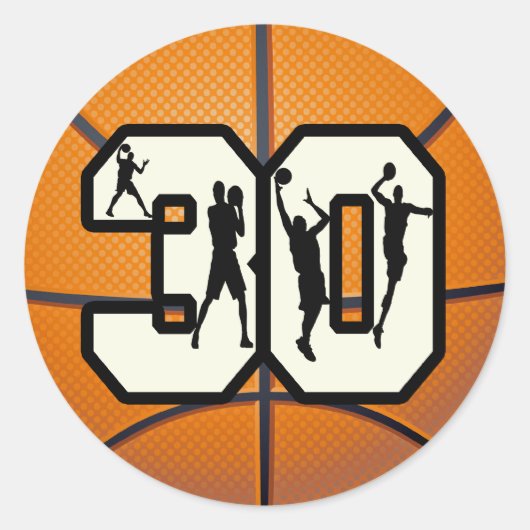 Sticker Rond Numéro 30 Basketball (Devant)