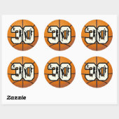 Sticker Rond Numéro 30 Basketball (Feuille)