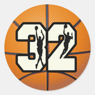 Sticker Rond Numéro 32 Basketball