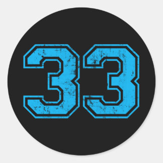 Sticker Rond Numéro 33 Varsity Distressed Sport Team Vintage Pl