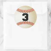 Sticker Rond Numéro 3 Baseball (Sac)