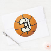 Sticker Rond Numéro 3 Basketball et joueur (Enveloppe)