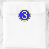 Sticker Rond numéro 3 dans un cercle, arrière - plan bleu (Sac)