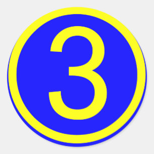 Sticker Rond numéro 3 dans un cercle, arrière - plan bleu