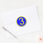 Sticker Rond numéro 3 dans un cercle, arrière - plan bleu (Enveloppe)