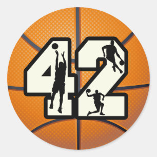 Sticker Rond Numéro 42 Basketball