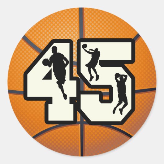 Sticker Rond Numéro 45 Basketball (Devant)