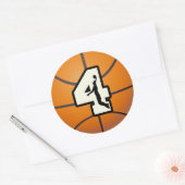 Sticker Rond Numéro 4 Basketball et joueur (Enveloppe)