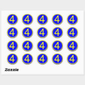 Sticker Rond numéro 4 dans un cercle, arrière - plan bleu (Feuille)