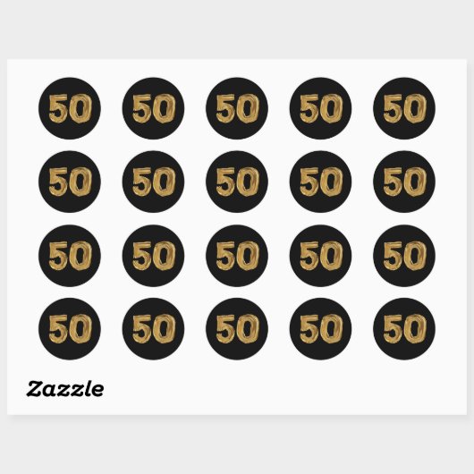 Sticker Rond Numéro 50 Cinquante Texte Iridescendant (Feuille)