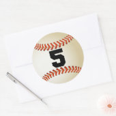 Sticker Rond Numéro 5 Baseball (Enveloppe)