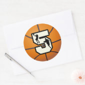 Sticker Rond Numéro 5 Basketball et joueur (Enveloppe)