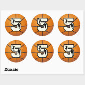 Sticker Rond Numéro 5 Basketball et joueur (Feuille)