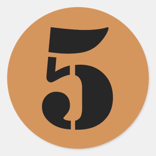 Sticker Rond Numéro 5 Cinq Pérou Numéros de crayon d'or par Jan (Devant)